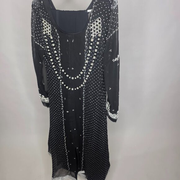 Long Dress Pakistani / Indian Suit (2 pcs) Black Long Dress - Picture 1 of 6